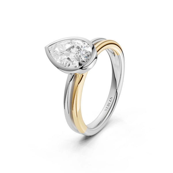 Coupled Pear Bezel Ring