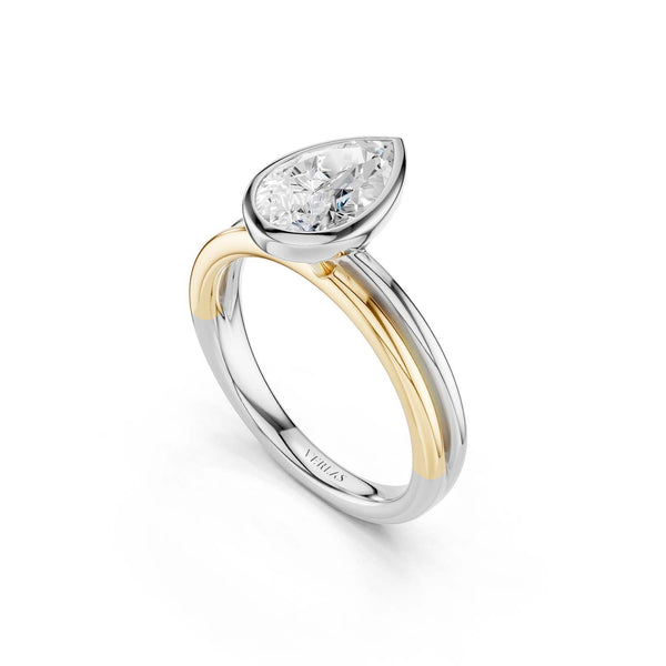 Coupled Pear Bezel Ring
