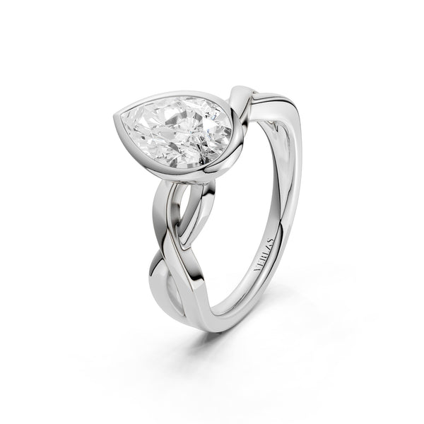 Twisted Bezel Pear Diamond Ring