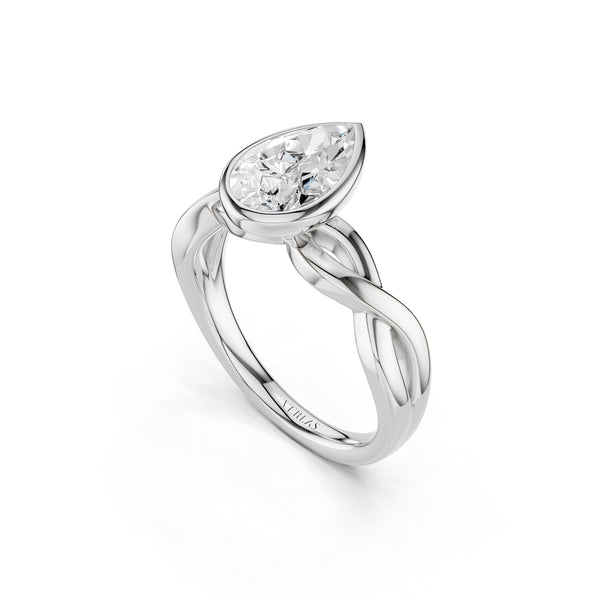 Twisted Bezel Pear Diamond Ring