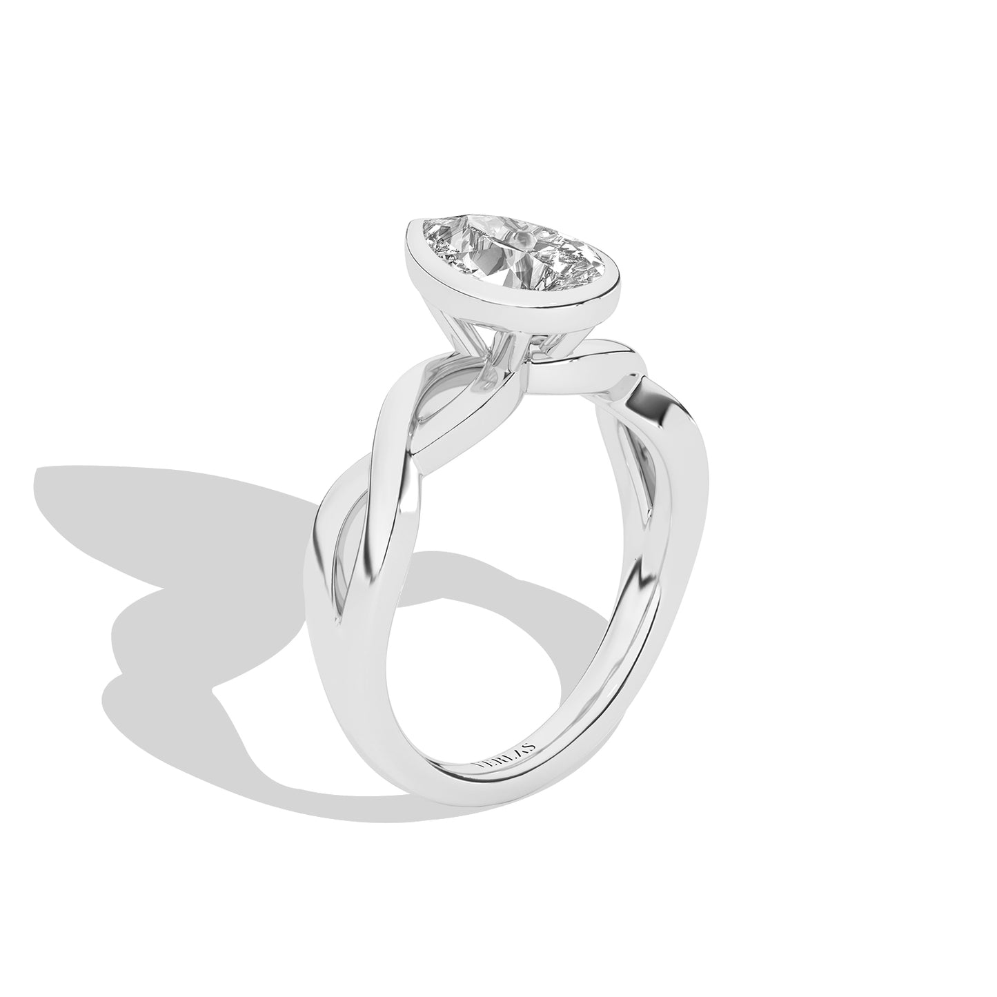 Twisted Bezel Pear Diamond Ring