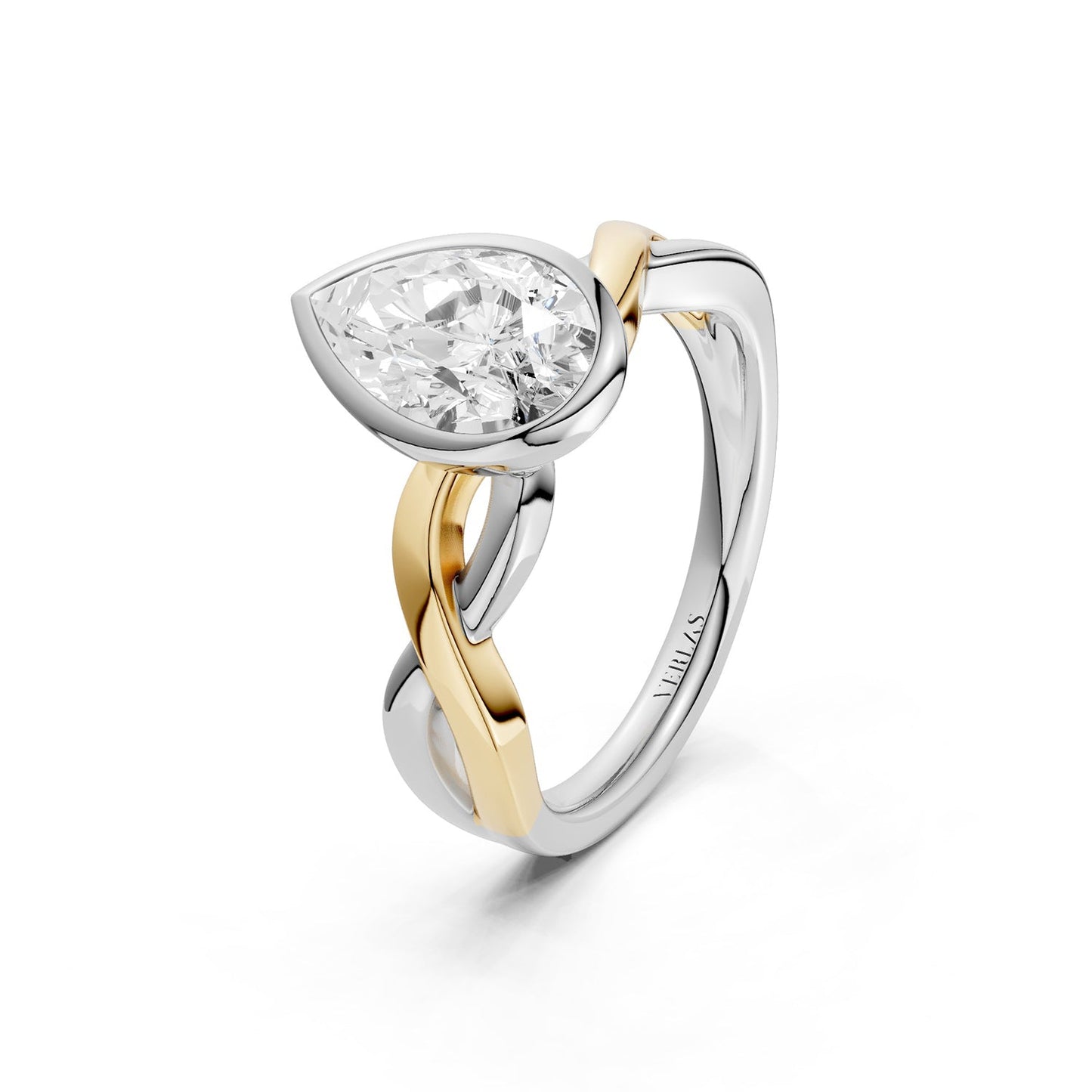 Twisted Bezel Pear Diamond Ring