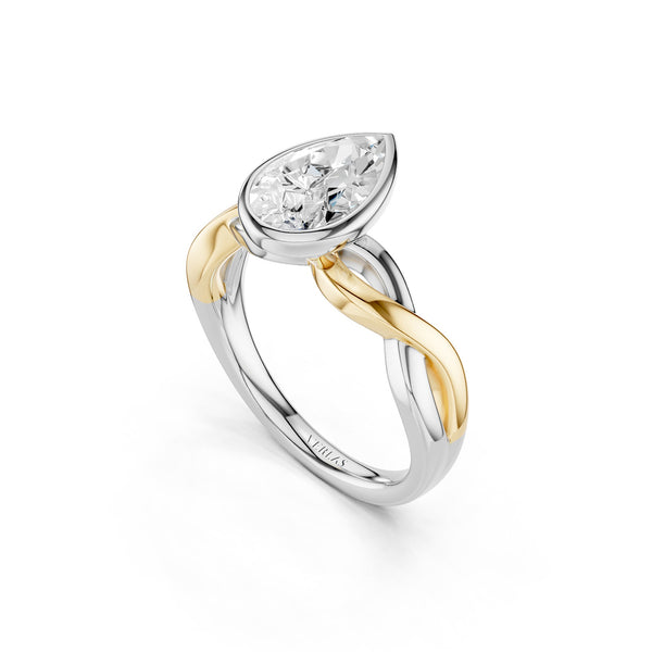 Twisted Bezel Pear Diamond Ring