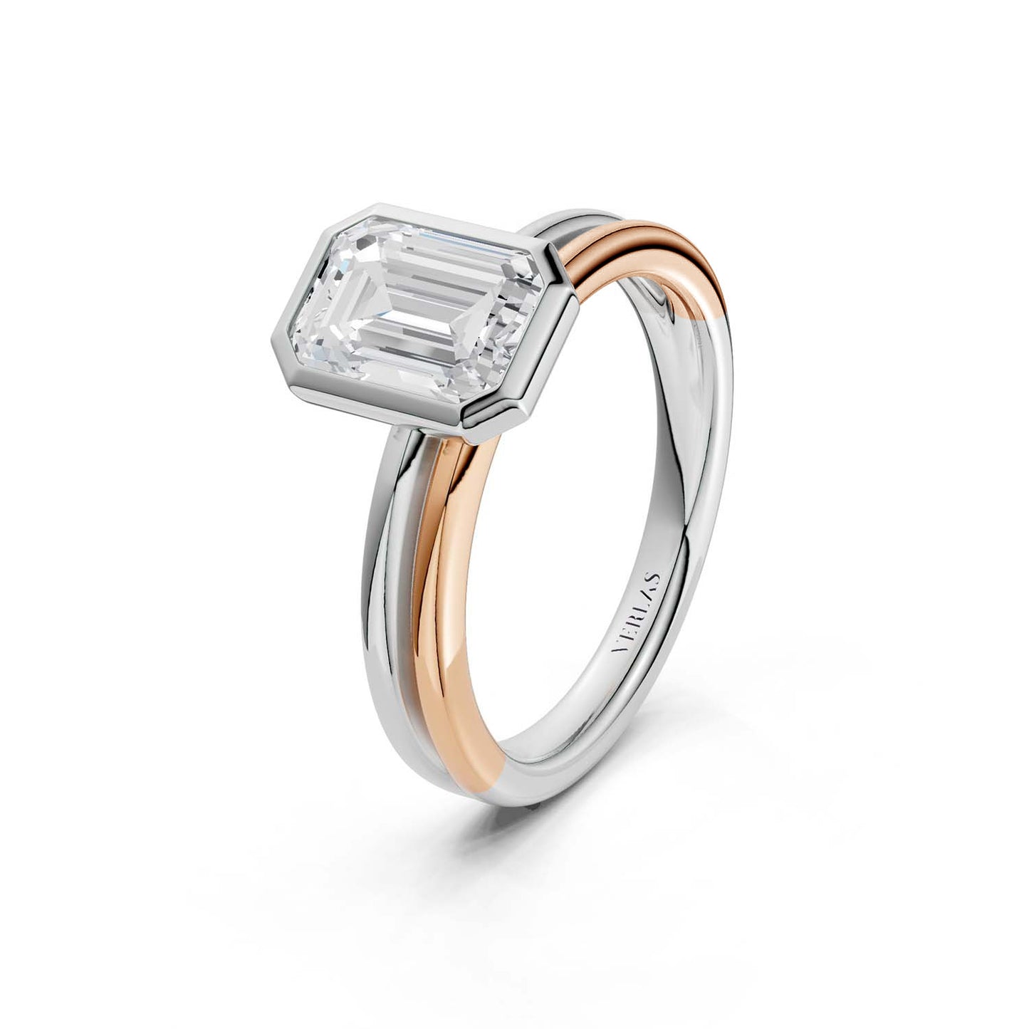 Coupled Emerald Bezel Ring