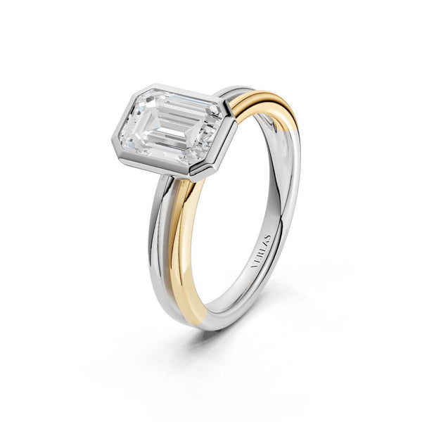 Coupled Emerald Bezel Ring