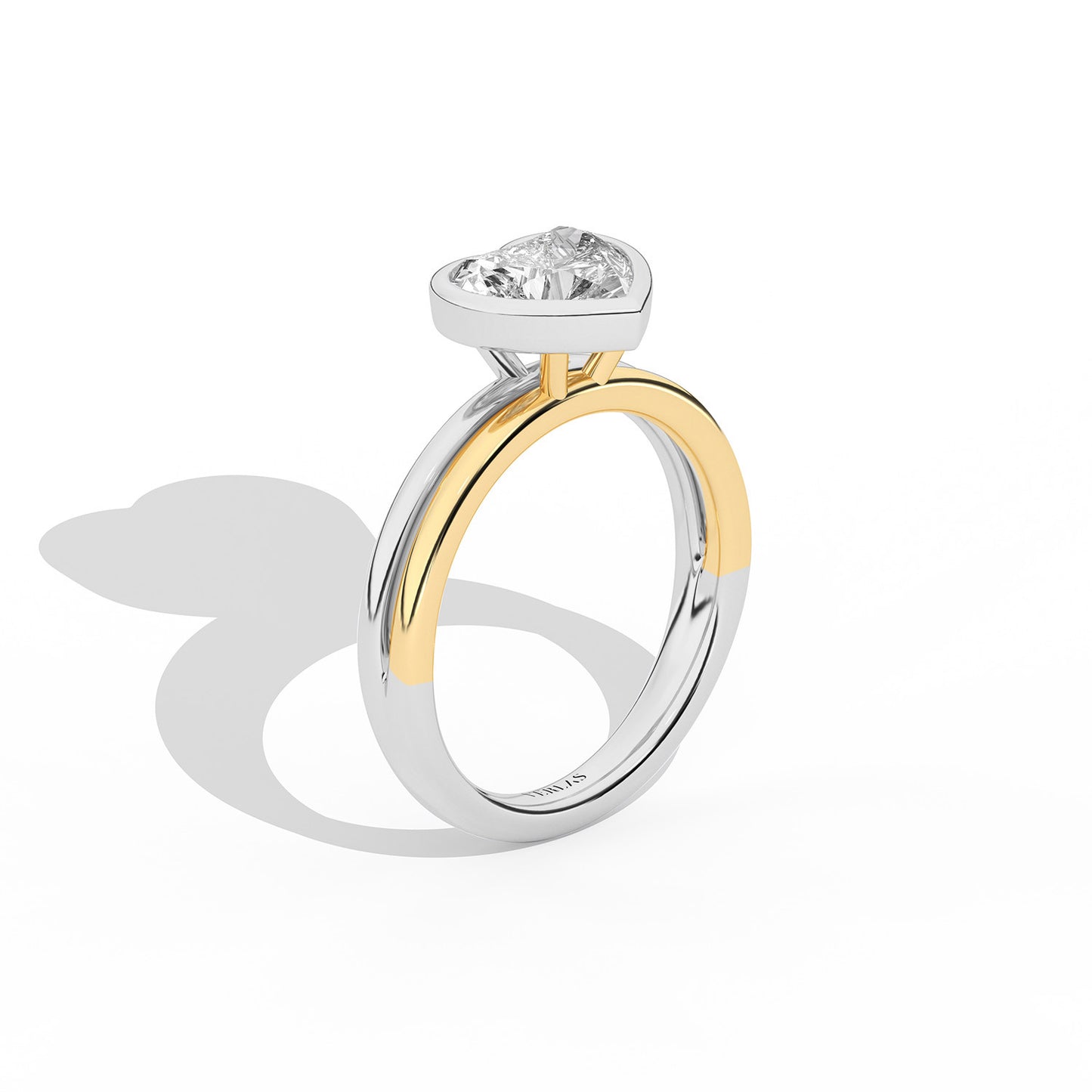 Coupled Heart Bezel Ring