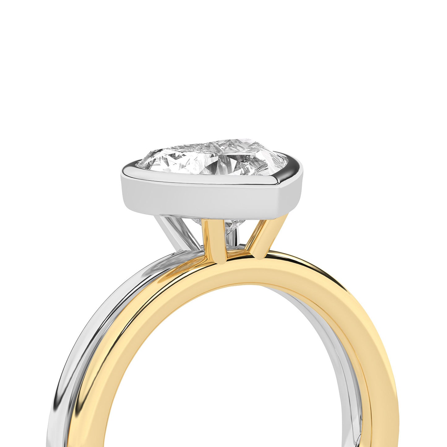 Coupled Heart Bezel Ring