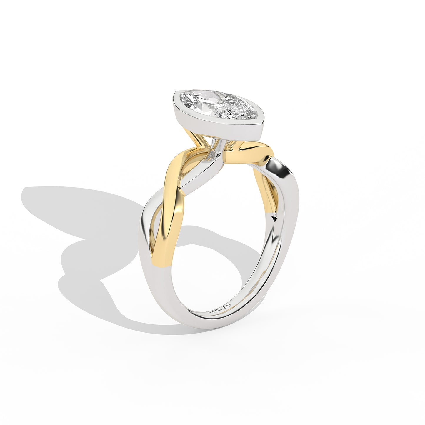 Twisted Bezel Marquise Diamond Ring