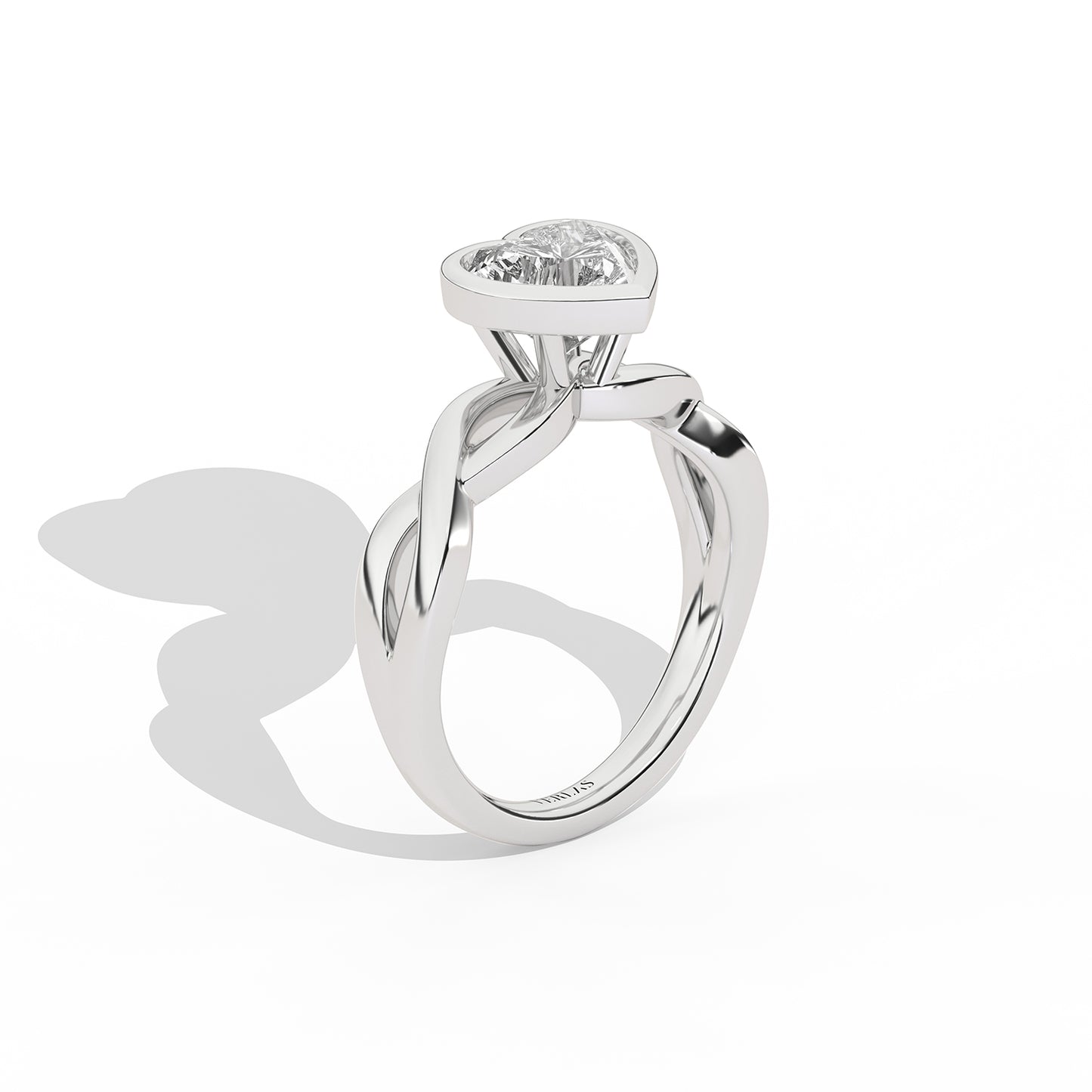 Twisted Bezel Heart Diamond Ring