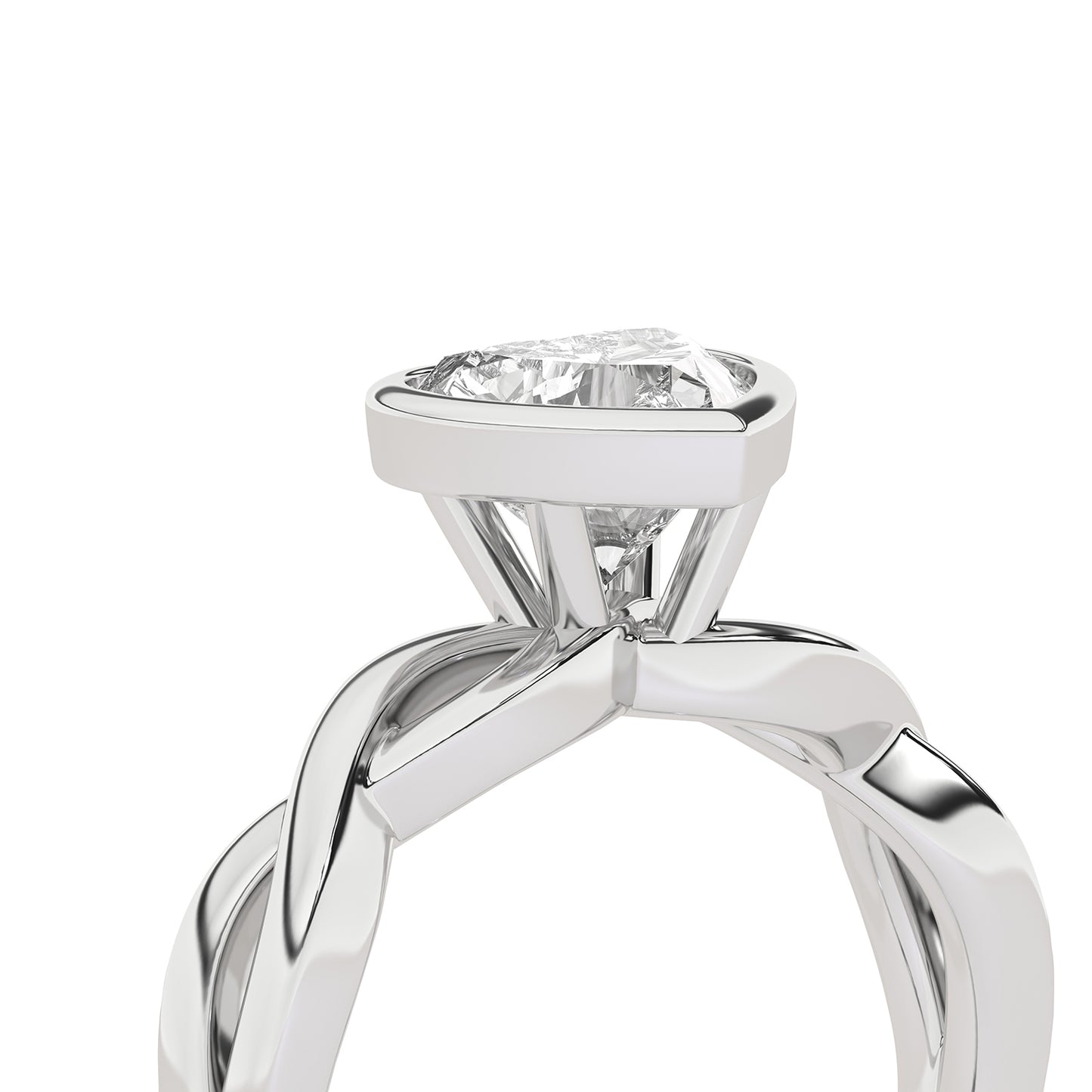 Twisted Bezel Heart Diamond Ring