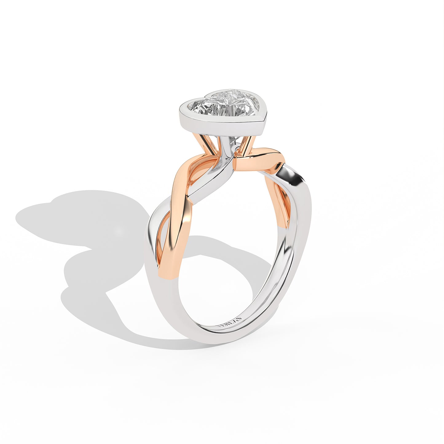 Twisted Bezel Heart Diamond Ring rose gold