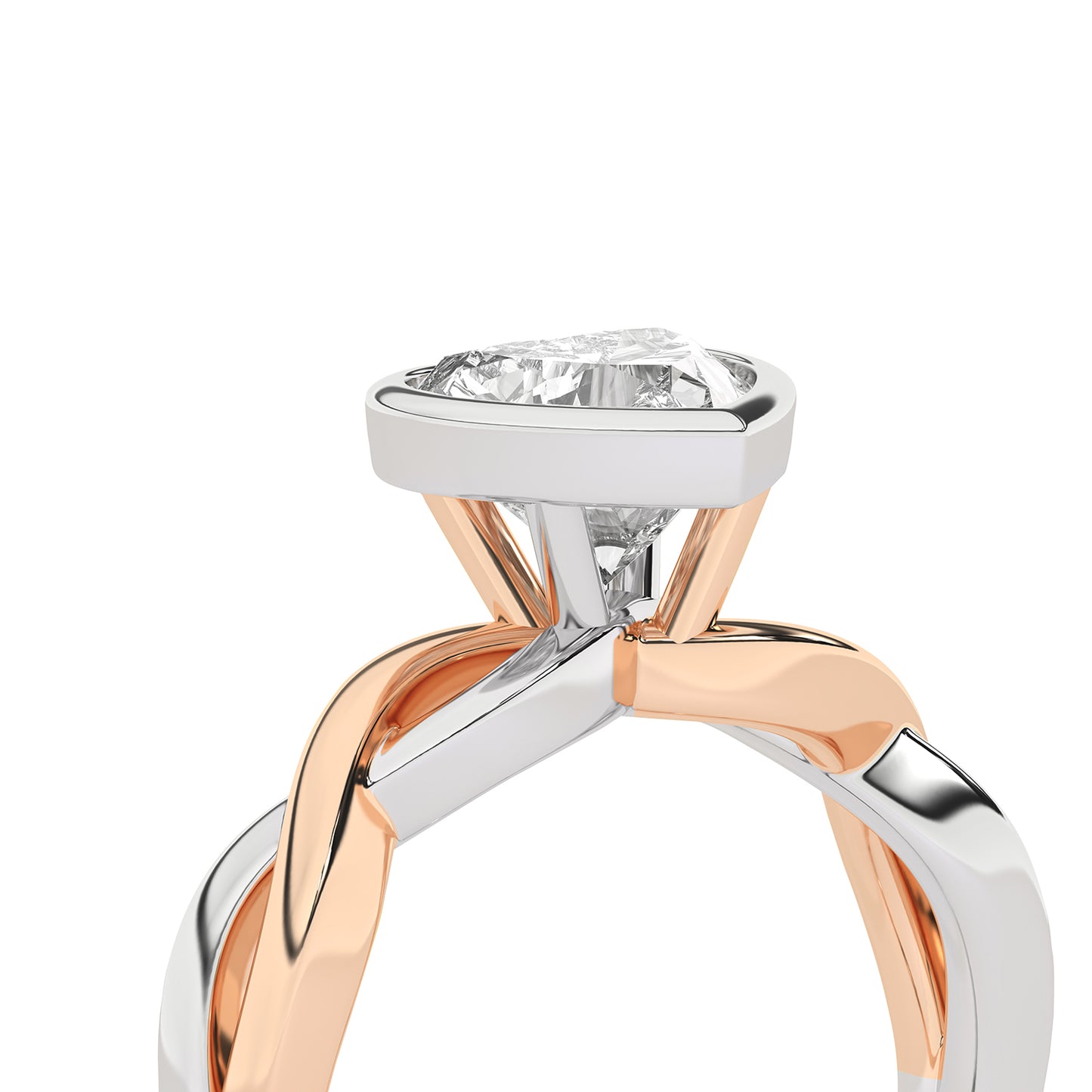 Twisted Bezel Heart Diamond Ring rose gold