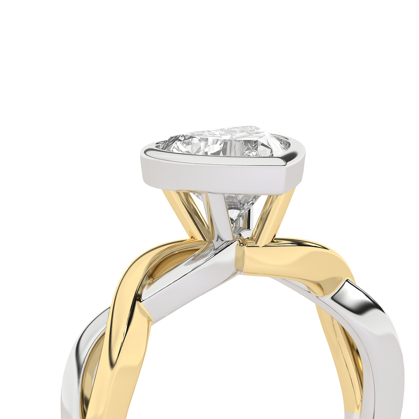 Twisted Bezel Heart Diamond Ring yellow gold