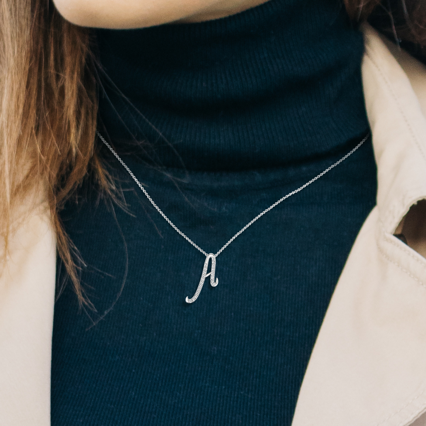 Signature Diamond Alphabet Necklace