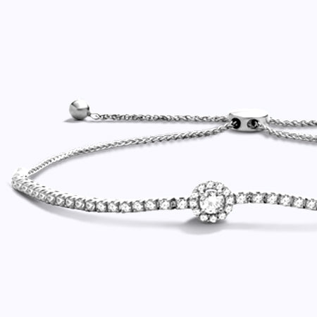 Signature Round Halo Bolo Bracelet