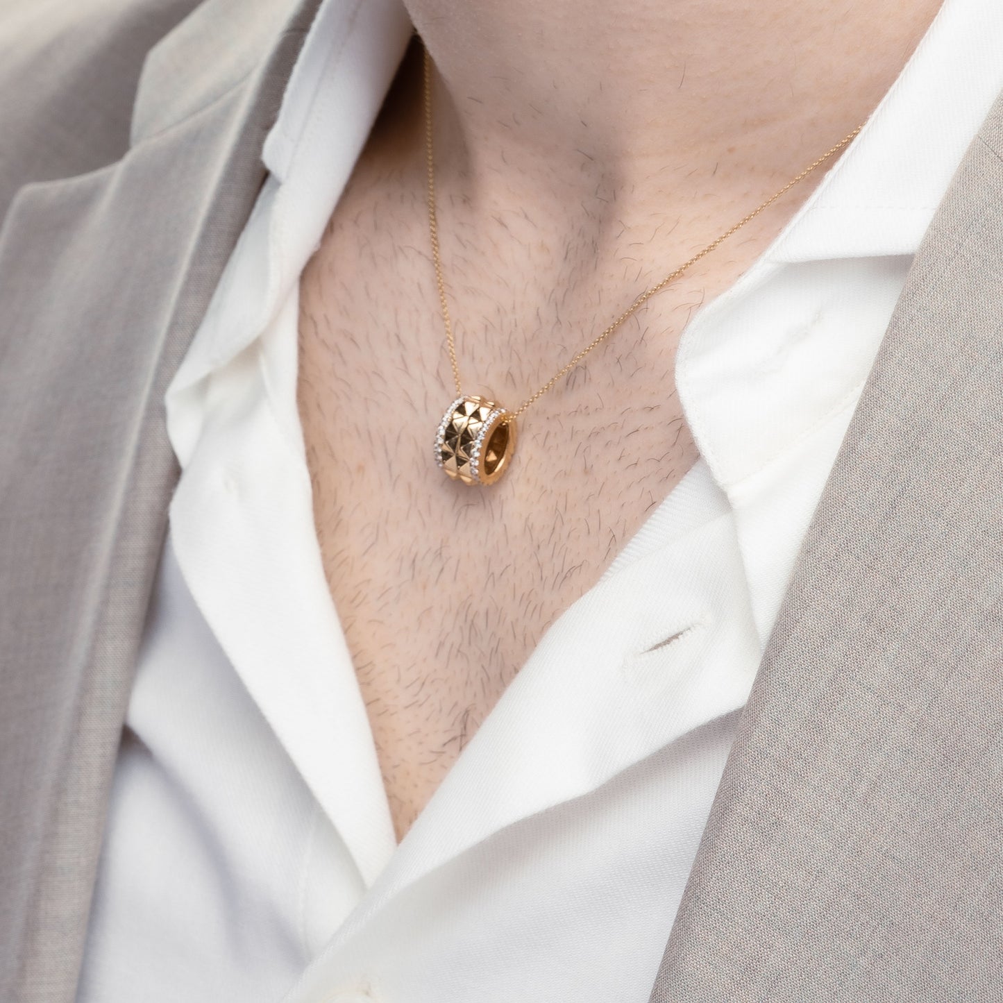 Two-Tier Pyramid Spiked Pendant Necklace