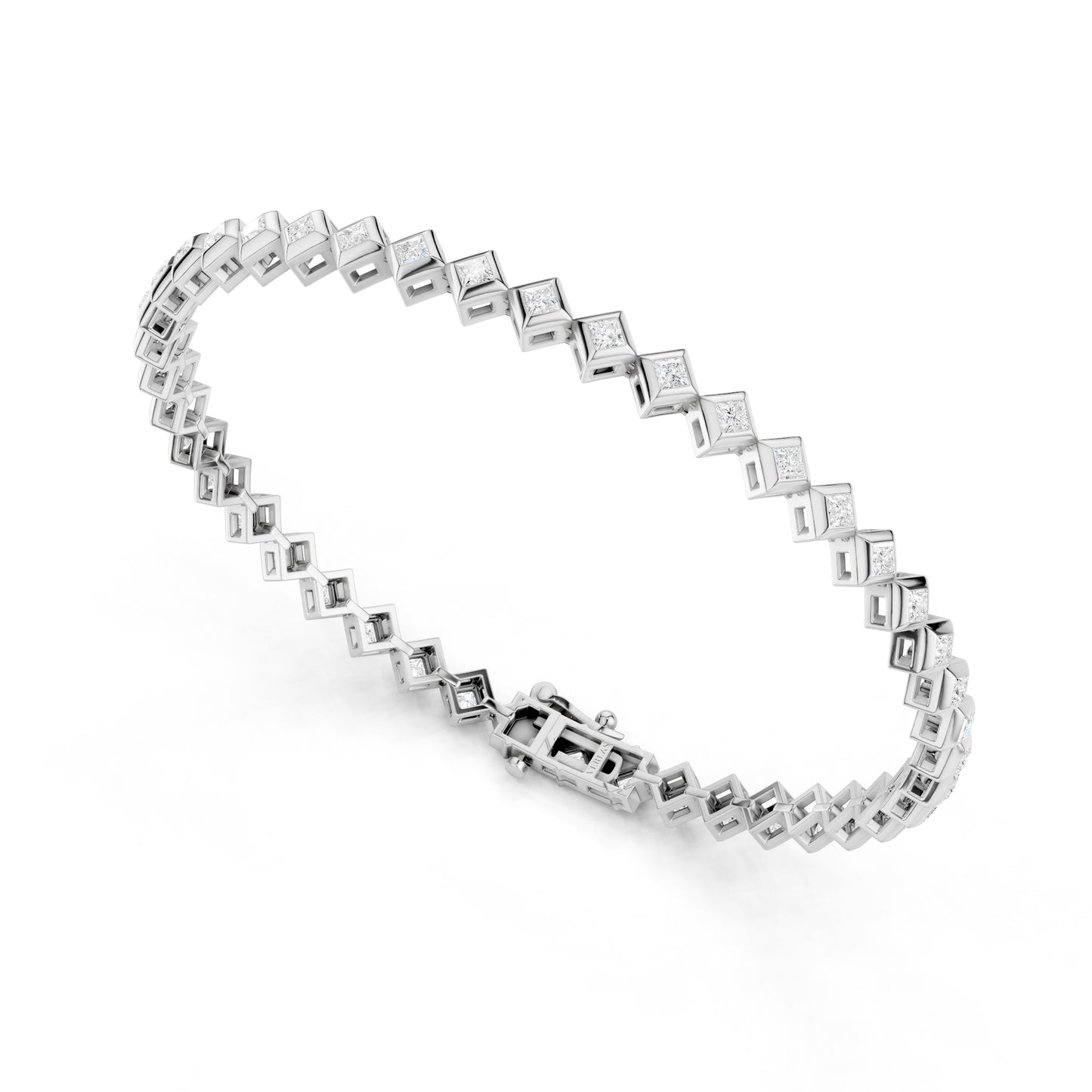 Bezel-Set Princess Tennis Bracelet