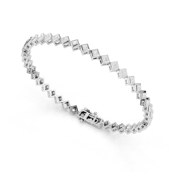 Bezel-Set Princess Tennis Bracelet
