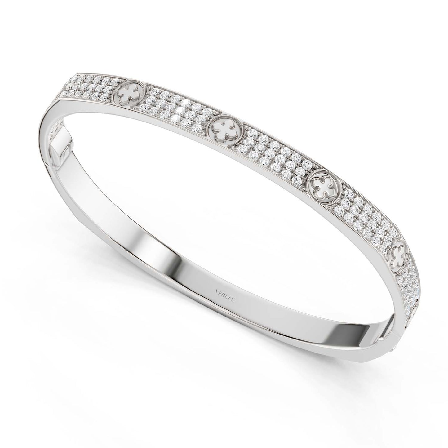 La Fleur 3-Diamond Rows Square Bangle