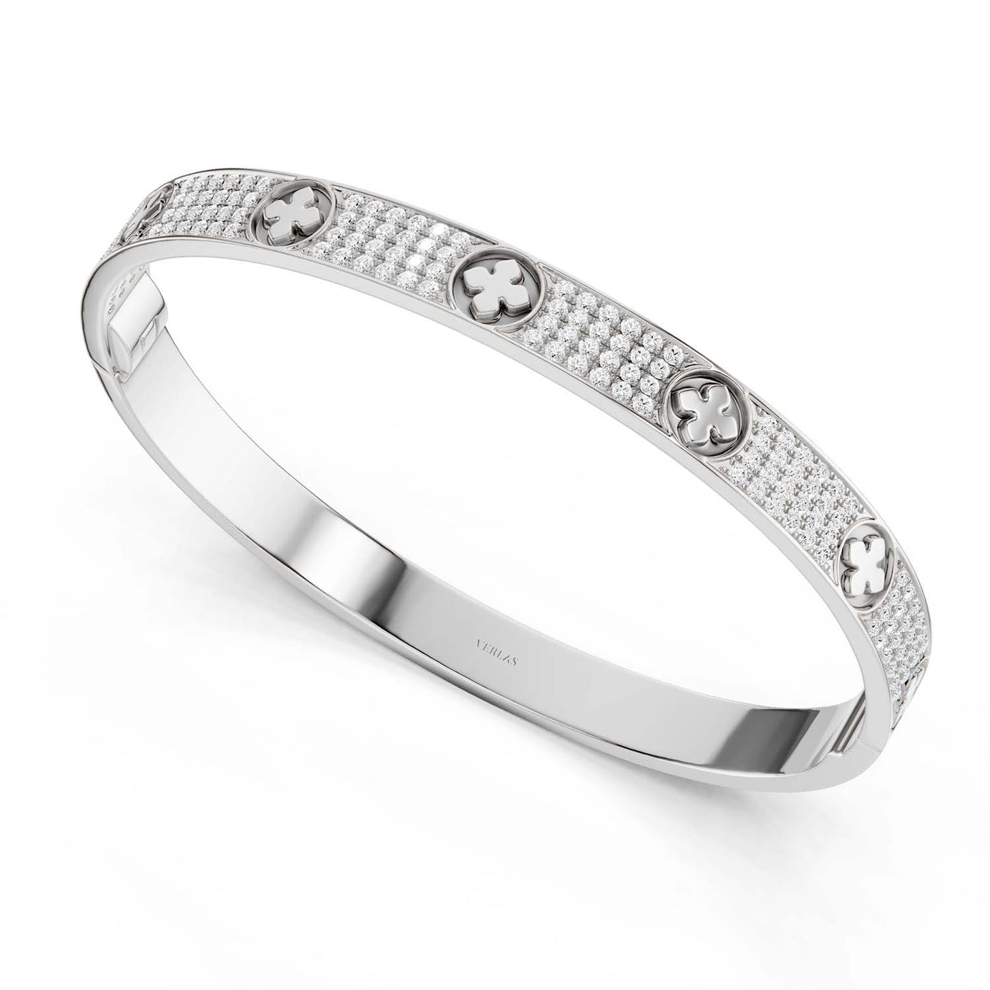 La Fleur 4-Diamond Rows Round Bangle