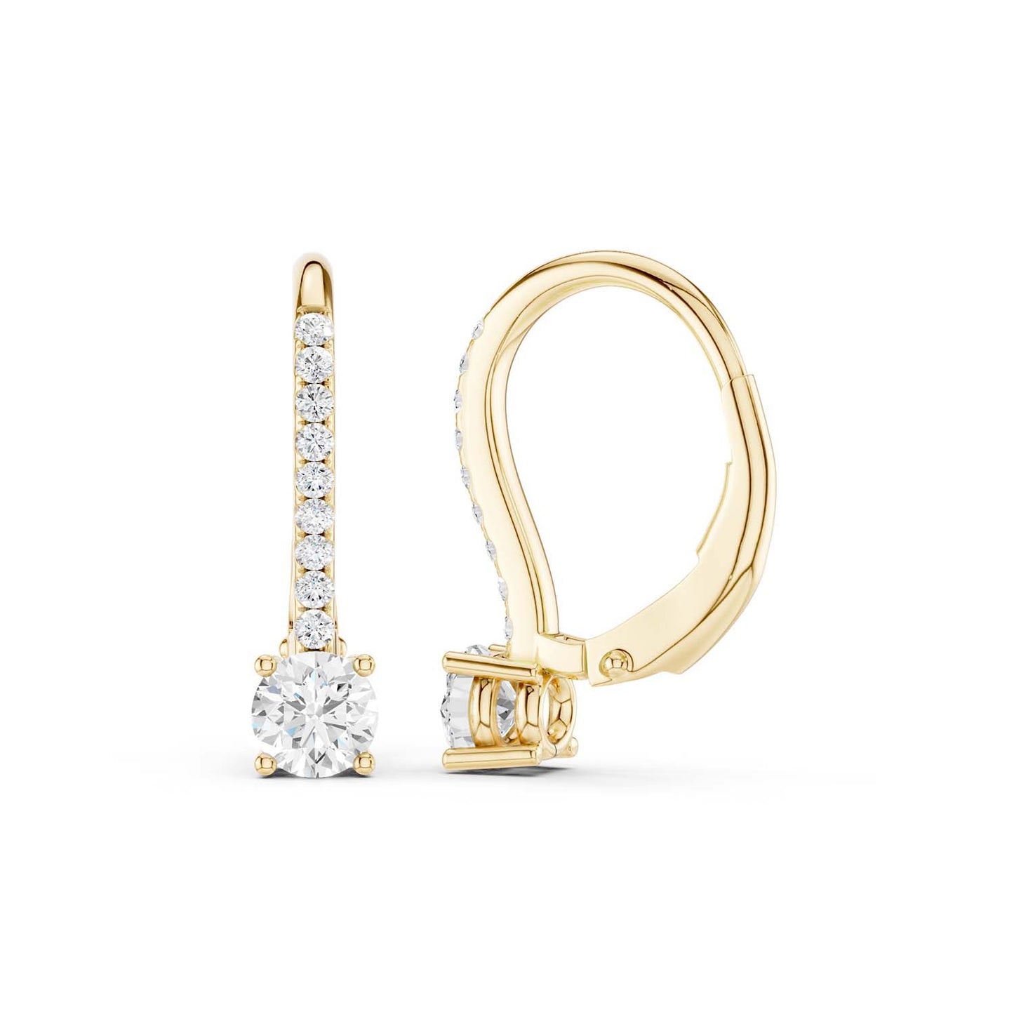 Round Solitaire Drop Earrings