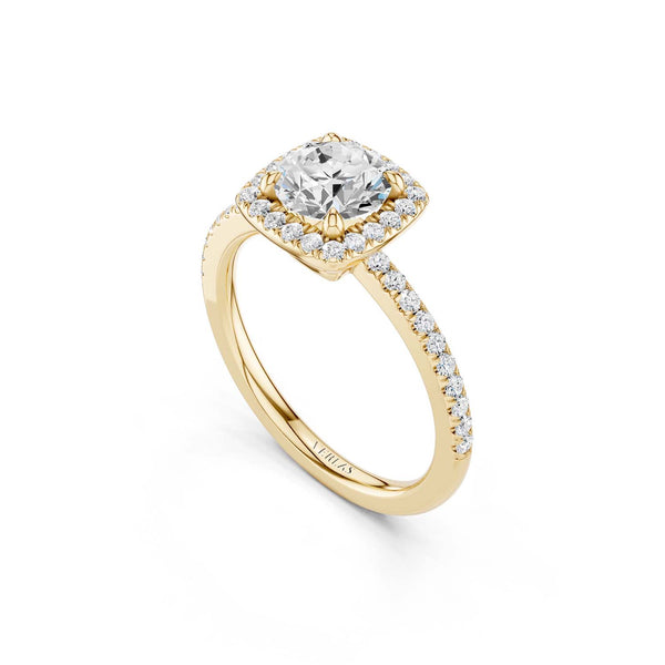 Luxe Round Center Princess Halo Ring