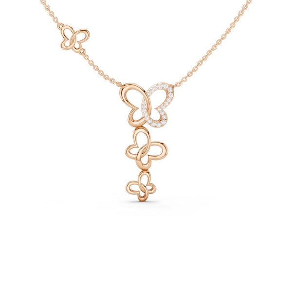 Triple Butterfly Drop Necklace