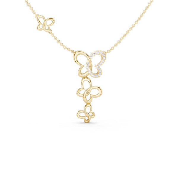 Triple Butterfly Drop Necklace
