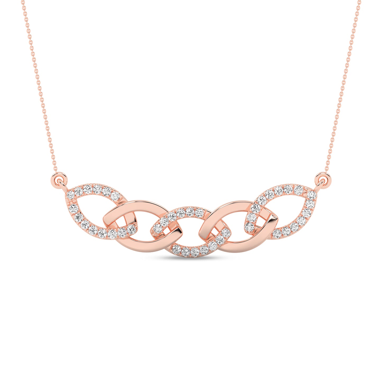 Alternating Diamond Cascade Link Necklace