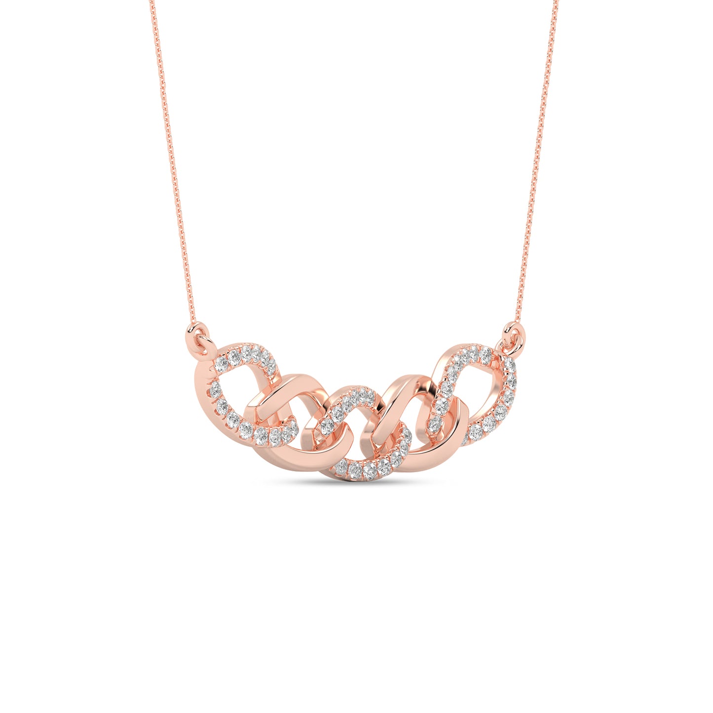 Alternating Diamond Cascade Link Necklace rose gold replica