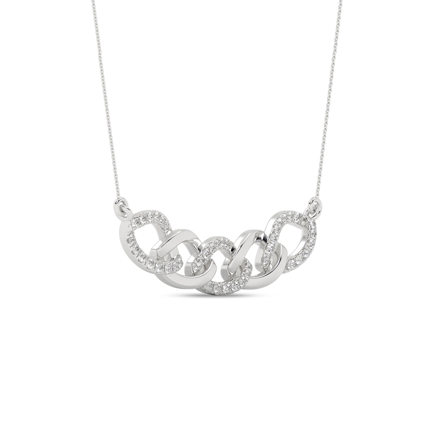 Alternating Diamond Cascade Link Necklace white gold replica