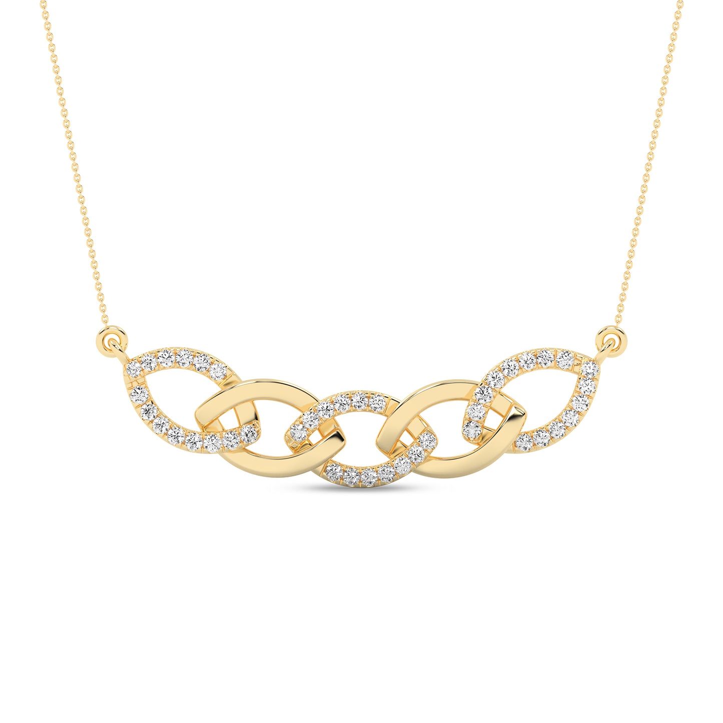 Alternating Diamond Cascade Link Necklace