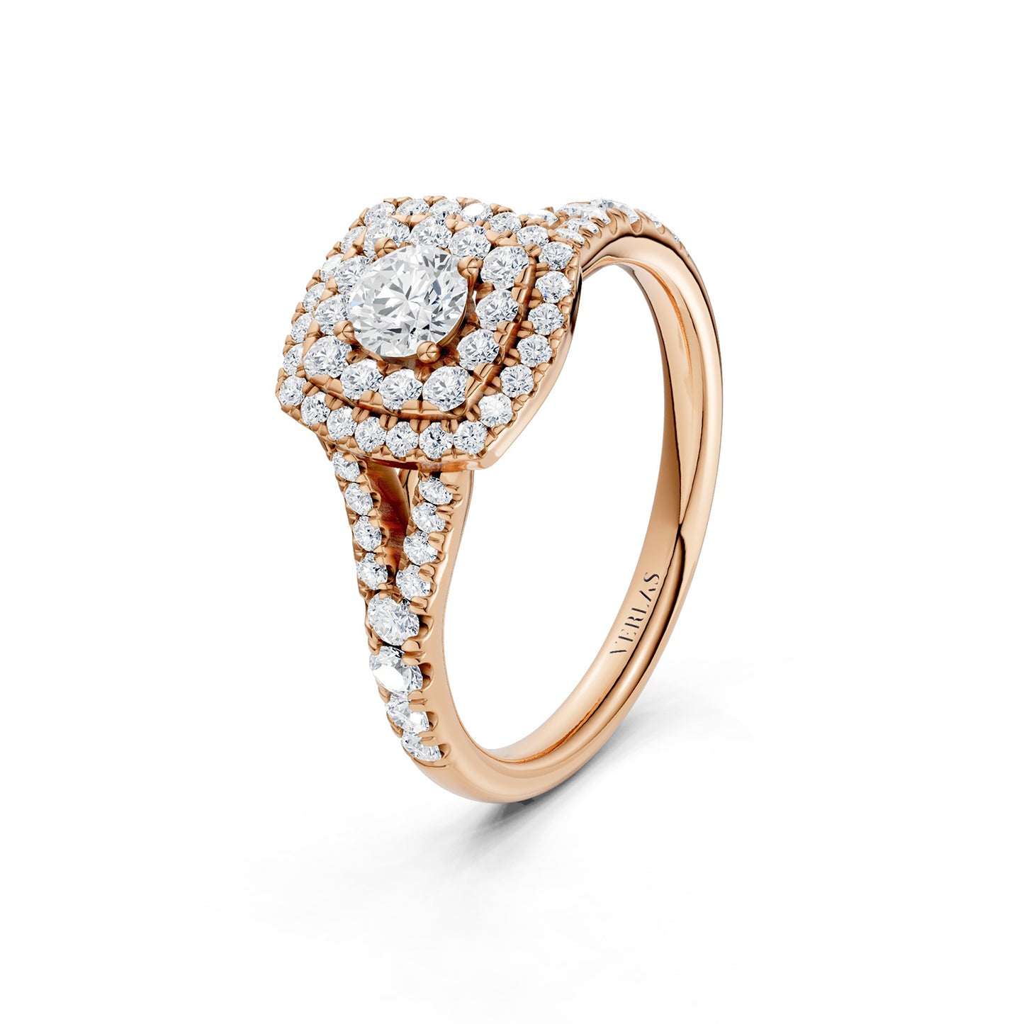 Round-Center Princess Double Halo Ring