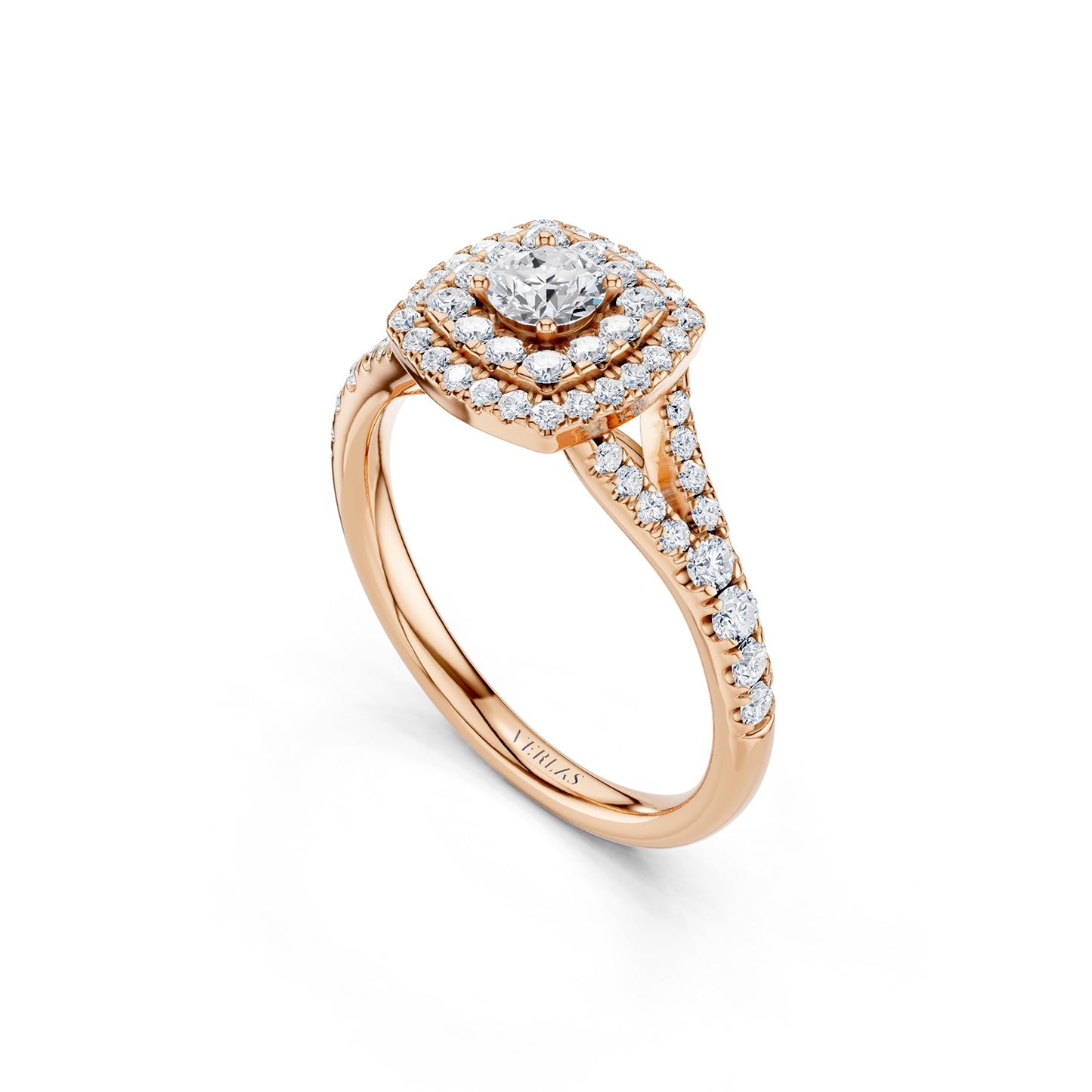 Round-Center Princess Double Halo Ring