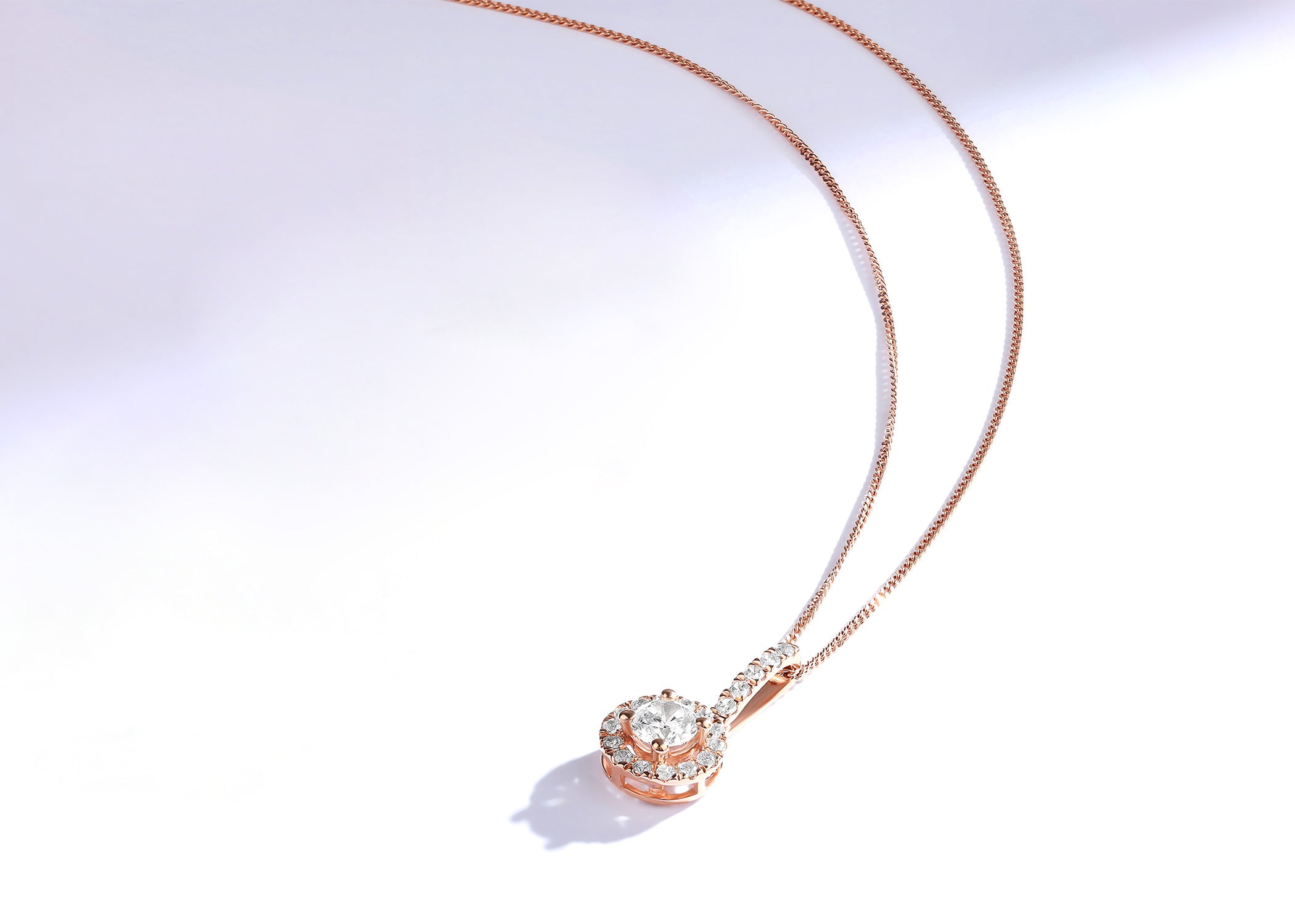 Round Halo Waterfall Necklace - Necklace 