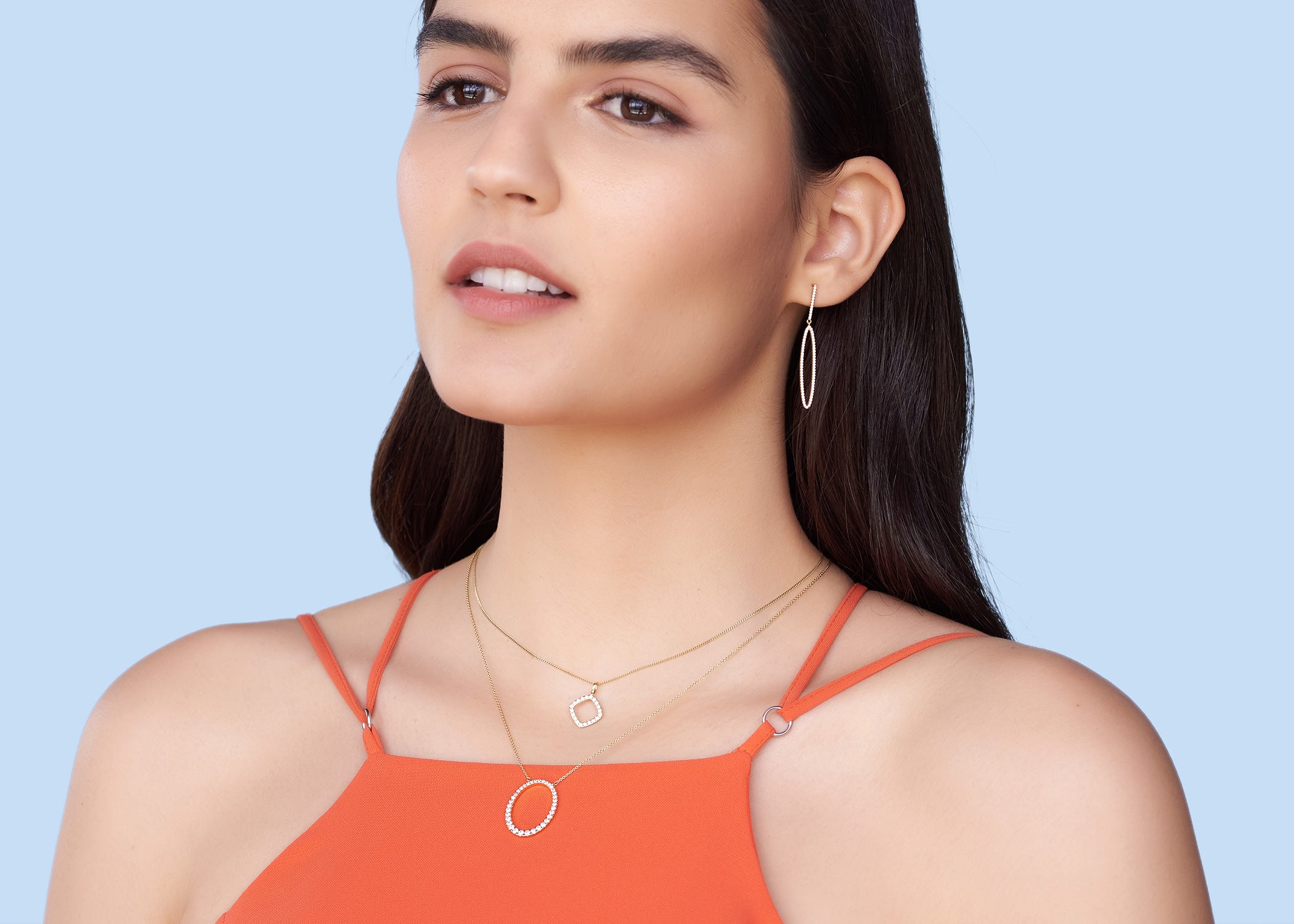 Tapering Ellipse Silhouette Necklace - Necklace 